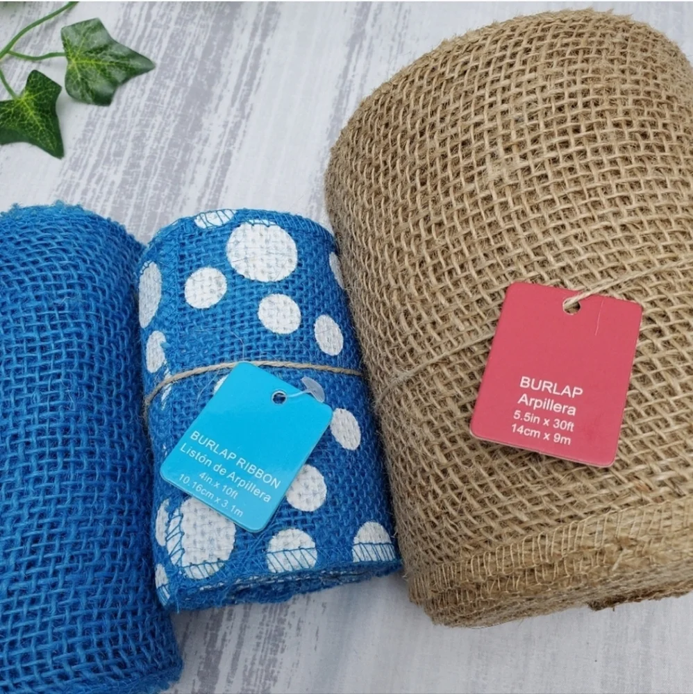 Burlap Bundle of 8 Decorative Craft Ribbon Rolls
